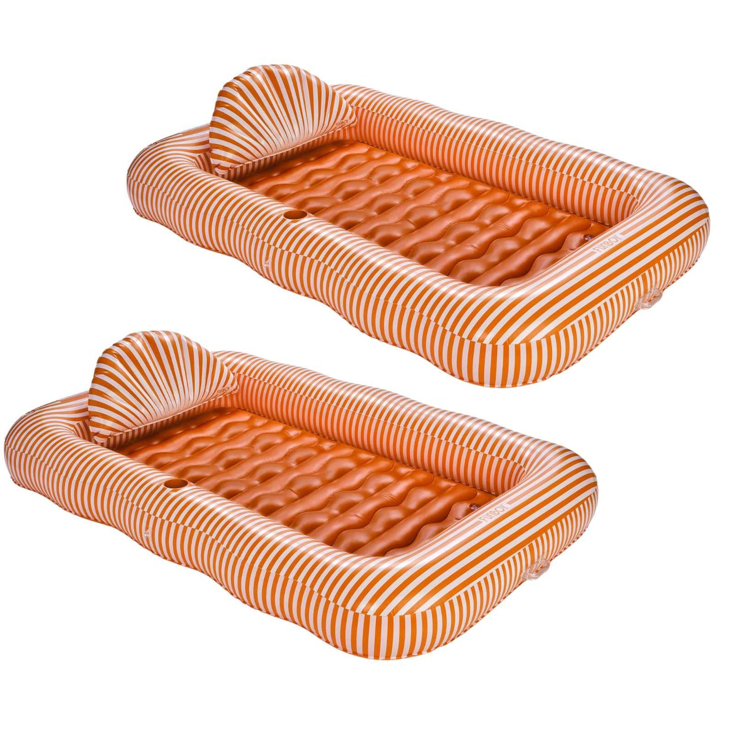 Tanning Pool Lounger - 2 Pack, Orange and White Striped | Funboy Online