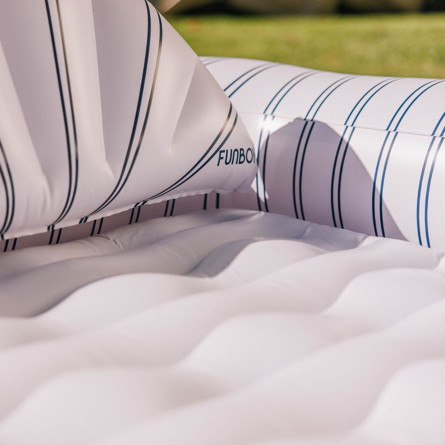 Tanning Pool Lounger: White & Navy Stripes | Funboy For Sale