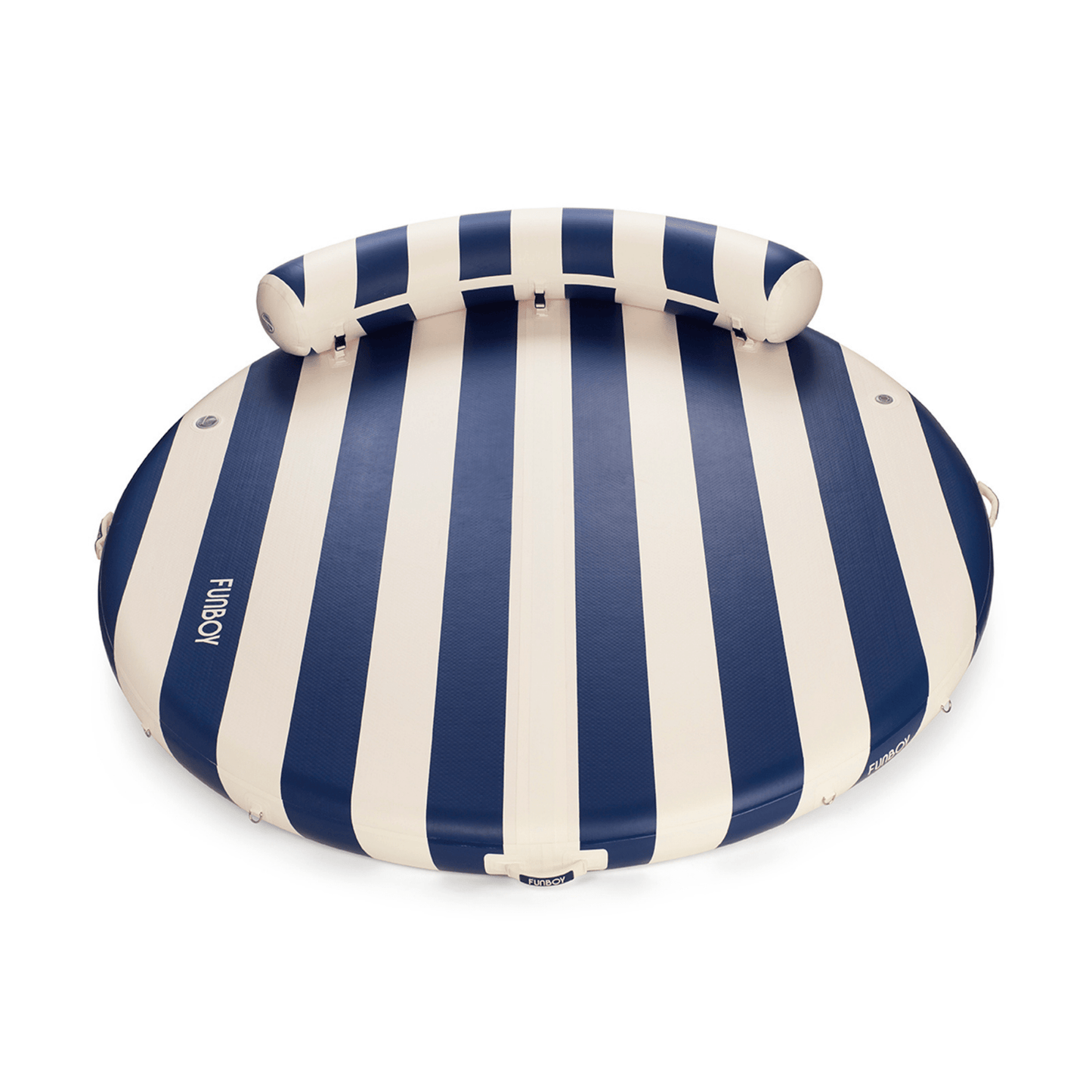 Inflatable Floating Dock: White, Navy Blue Stripes | Funboy Online