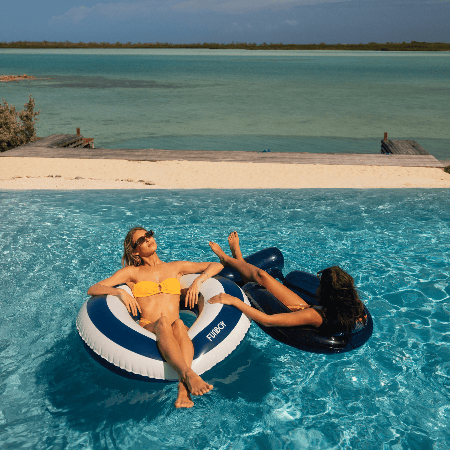 Pool Tube Float: Navy Blue & White, Striped | Funboy New