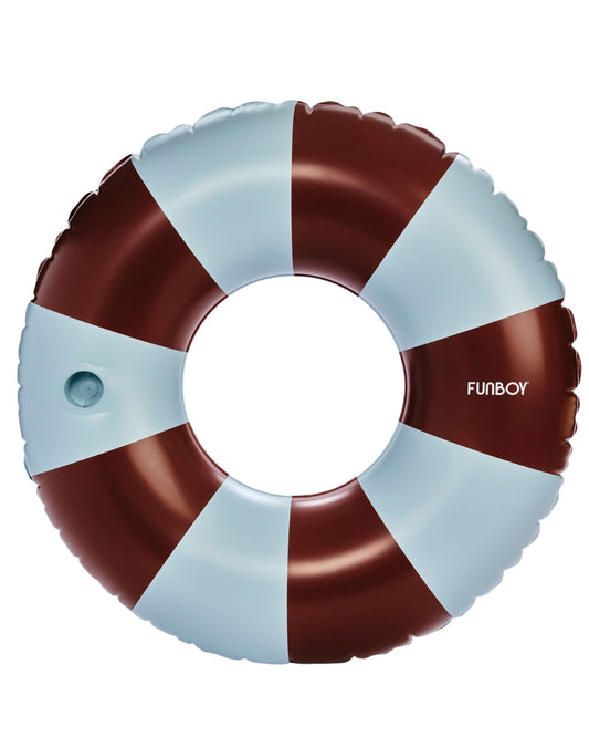 Large Pool Tube Float: Chocolate Brown & Blue Stripes, 48" | Funboy Sale