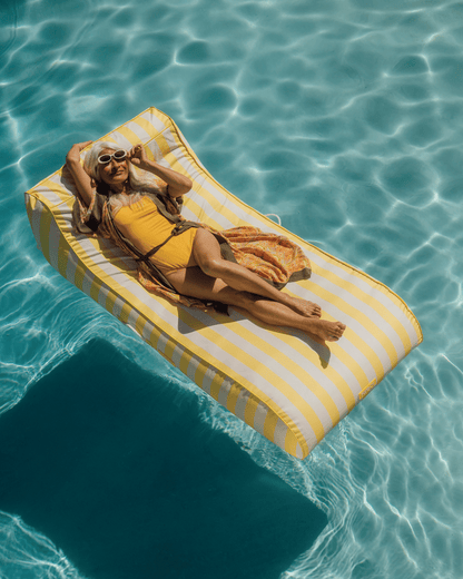 Fabric Covered Pool Float - Yellow Sunbed Lounger | Funboy Online