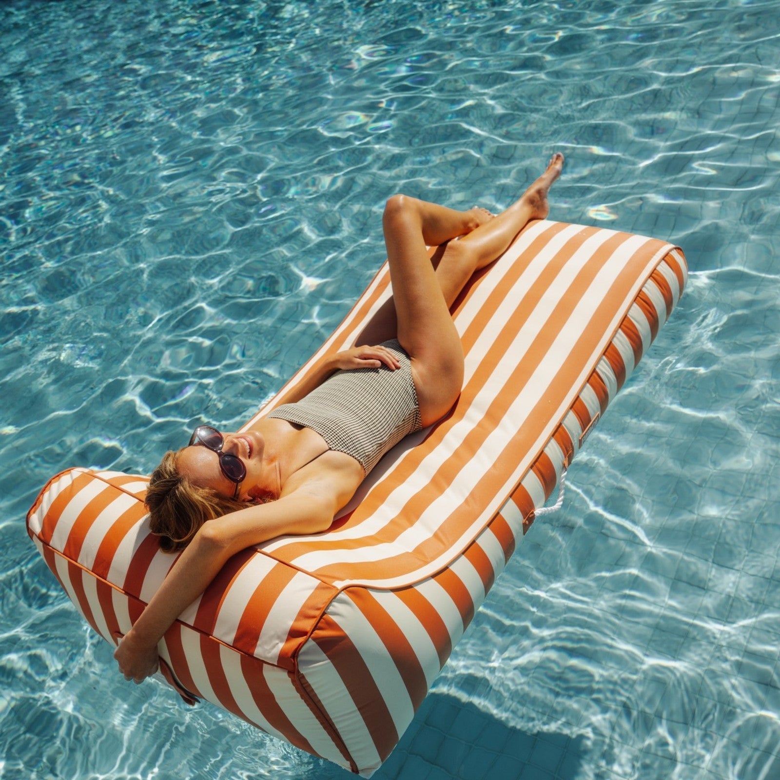 Fabric Covered Pool Float - Orange Sunbed Lounger | Funboy On Sale