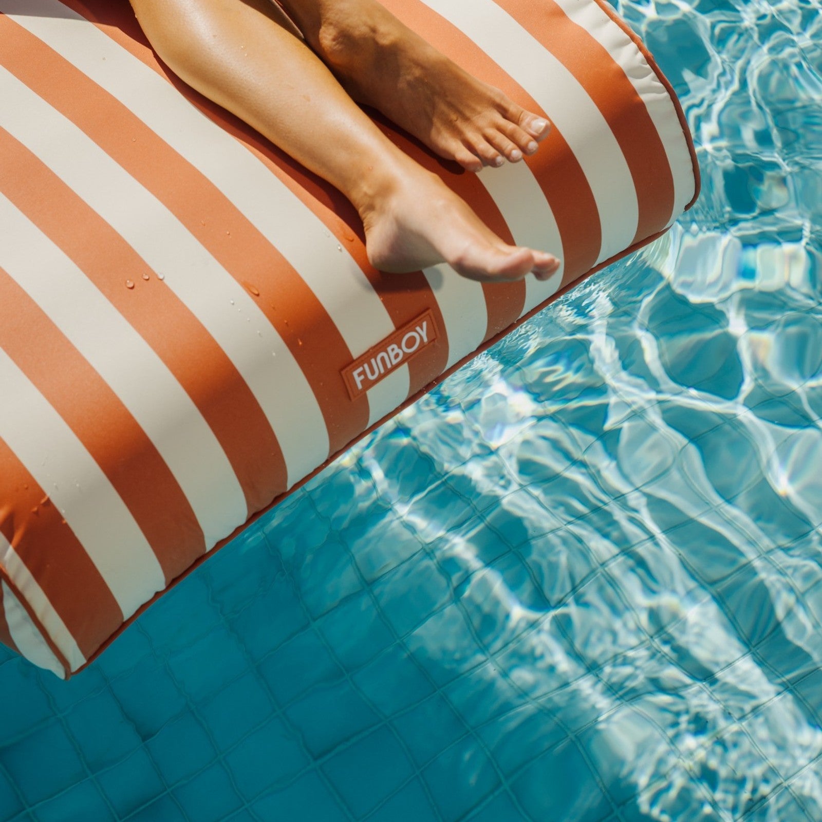 Fabric Covered Pool Float - Orange Sunbed Lounger | Funboy On Sale