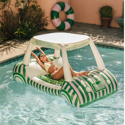 Green & Pink Palm Cabana Golf Cart Pool Float, Removable Shade | Funboy On Sale