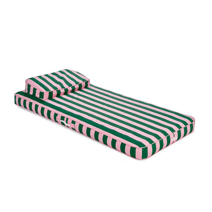 Fabric Covered Flat Lounger Pool Float - Pink & Green | Funboy Discount