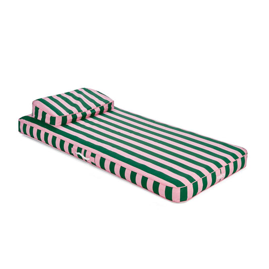 Fabric Covered Flat Lounger Pool Float - Pink & Green | Funboy Discount