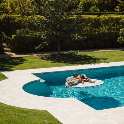 Inflatable Floating Dock: White, Blue Stripes Palm | Funboy New