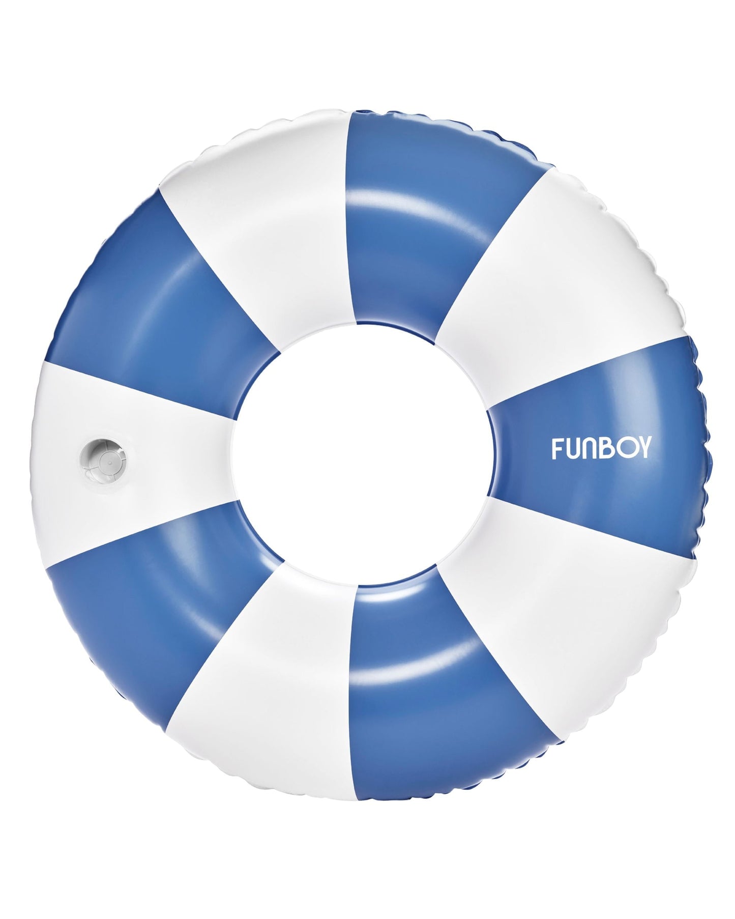 Large Pool Tube Float: Denim Blue Orange & White Stripes, 46" | Funboy On Sale