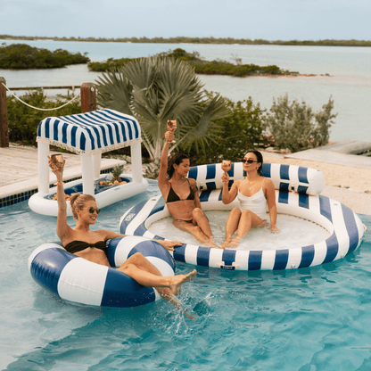 Large Pool Tube Float: Navy Blue, White Stripes, 48" | Funboy New