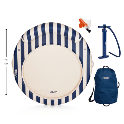 Inflatable Floating Dock: Navy Blue with Backrest | Funboy Near Me