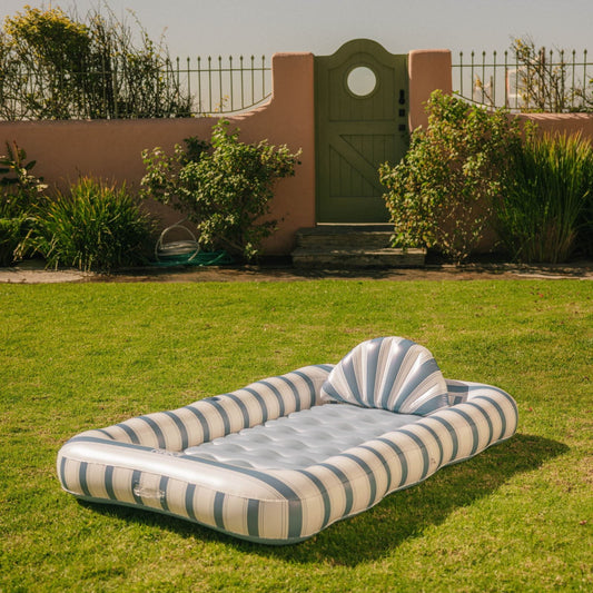 Tanning Pool Lounger: Blue & White Stripes | Funboy Online
