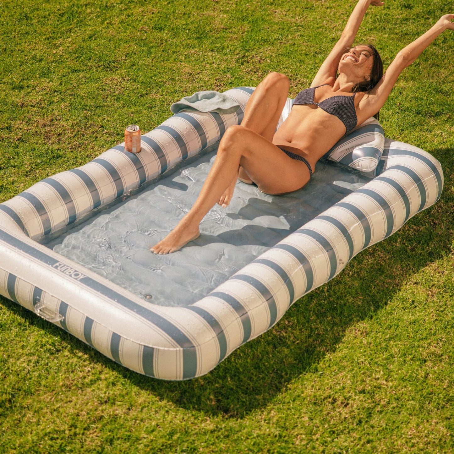 Tanning Pool Lounger: Blue & White Stripes | Funboy Online