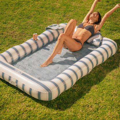 Tanning Pool Lounger: Blue & White Stripes | Funboy Online