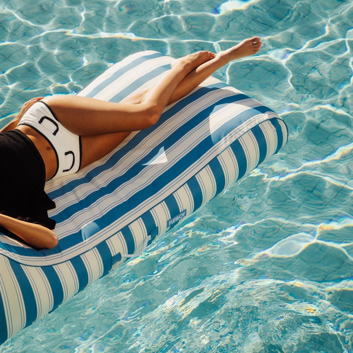Fabric Covered Pool Float - Denim Blue Sunbed Lounger | Funboy On Sale