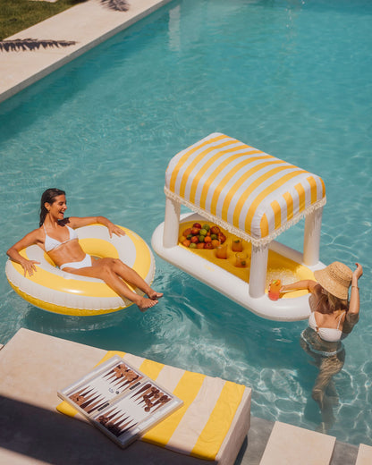 Yellow & White Striped Floating Cabana Bar | Funboy For Sale