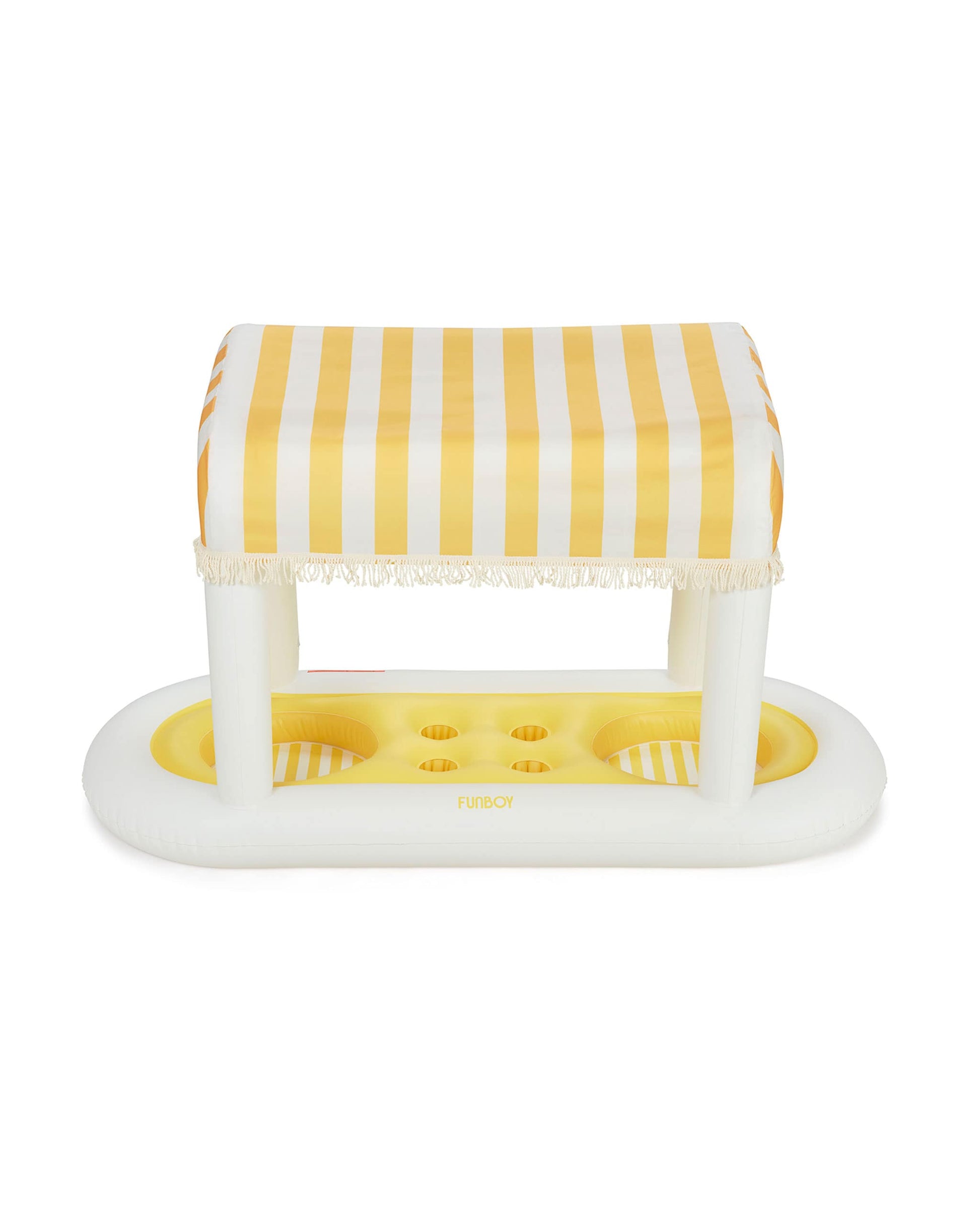Yellow & White Striped Floating Cabana Bar | Funboy For Sale