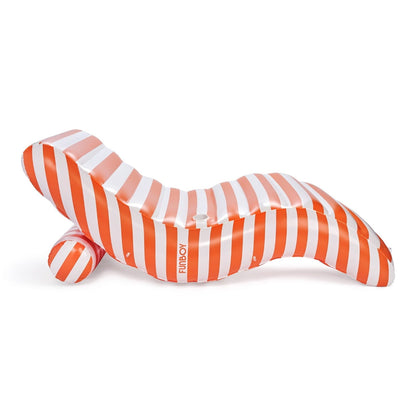 Orange Striped Chaise Lounger Pool Float | Funboy Online