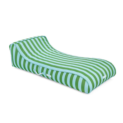 Fabric Covered Pool Float - Green & Blue Striped Sunbed Lounger | Funboy Sale