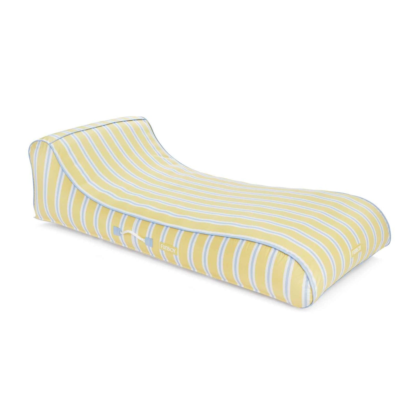 Fabric Covered Pool Float - Yellow, Blue & White Striped Sunbed Lounger | Funboy For Sale