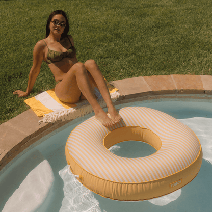 Fabric Covered Tube Float - Yellow Cabana Stripe | Funboy New