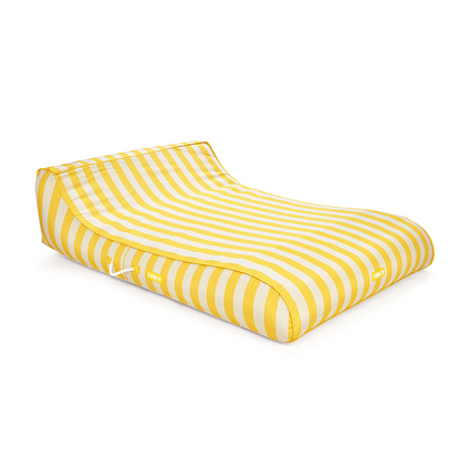 XL Fabric Covered Pool Float Sunbed Lounger - Yellow Cabana Stripes | Funboy Sale