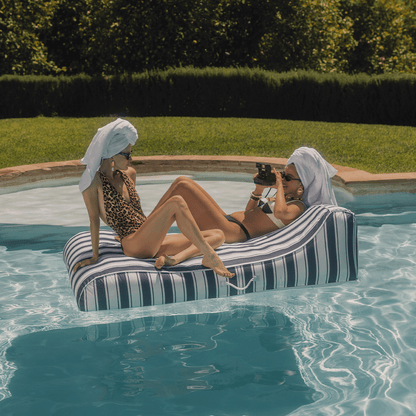 XL Fabric Covered Pool Float Sunbed Lounger - Navy Stripe | Funboy Discount
