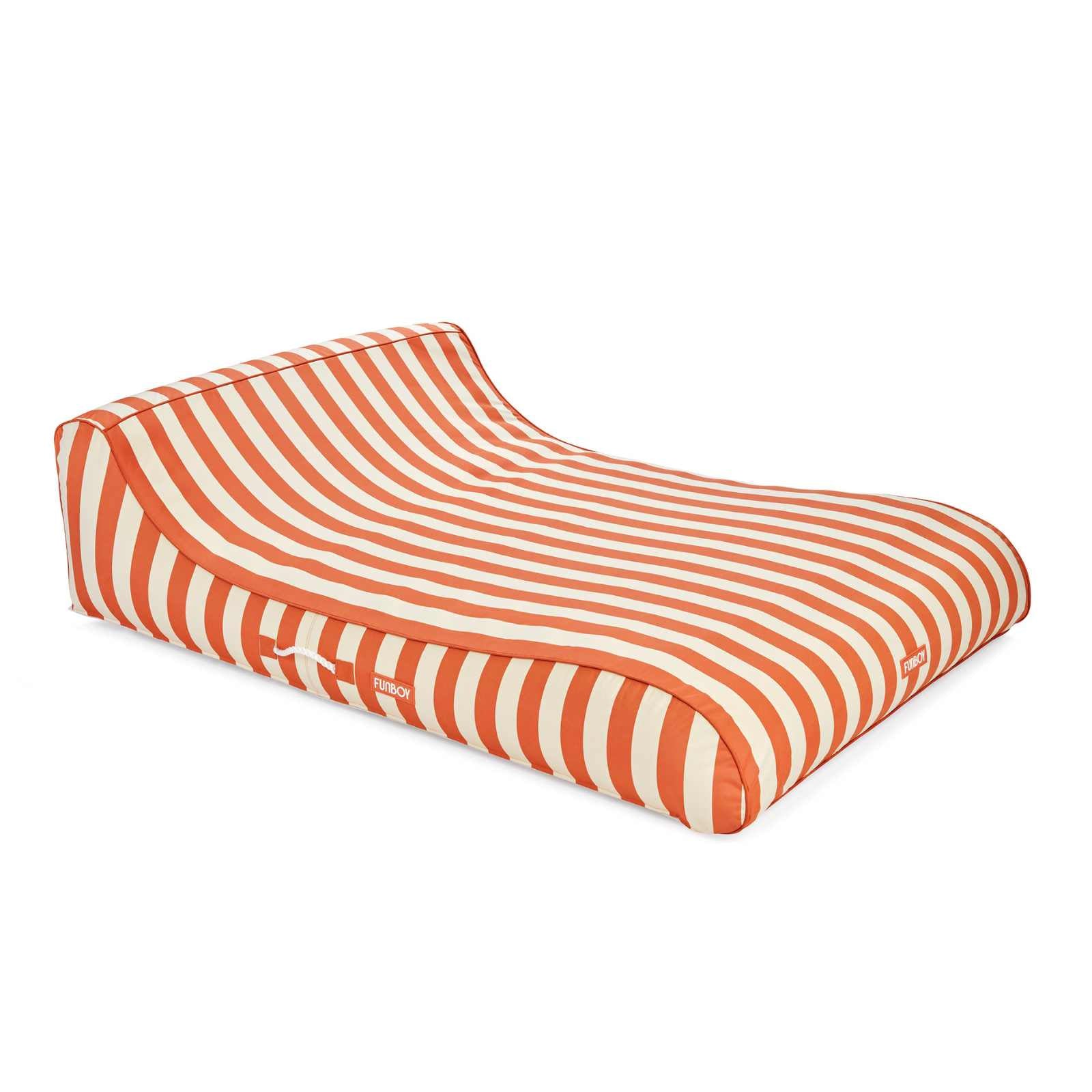 XL Fabric Covered Pool Float Sunbed Lounger - Orange Cabana Stripes | Funboy For Sale