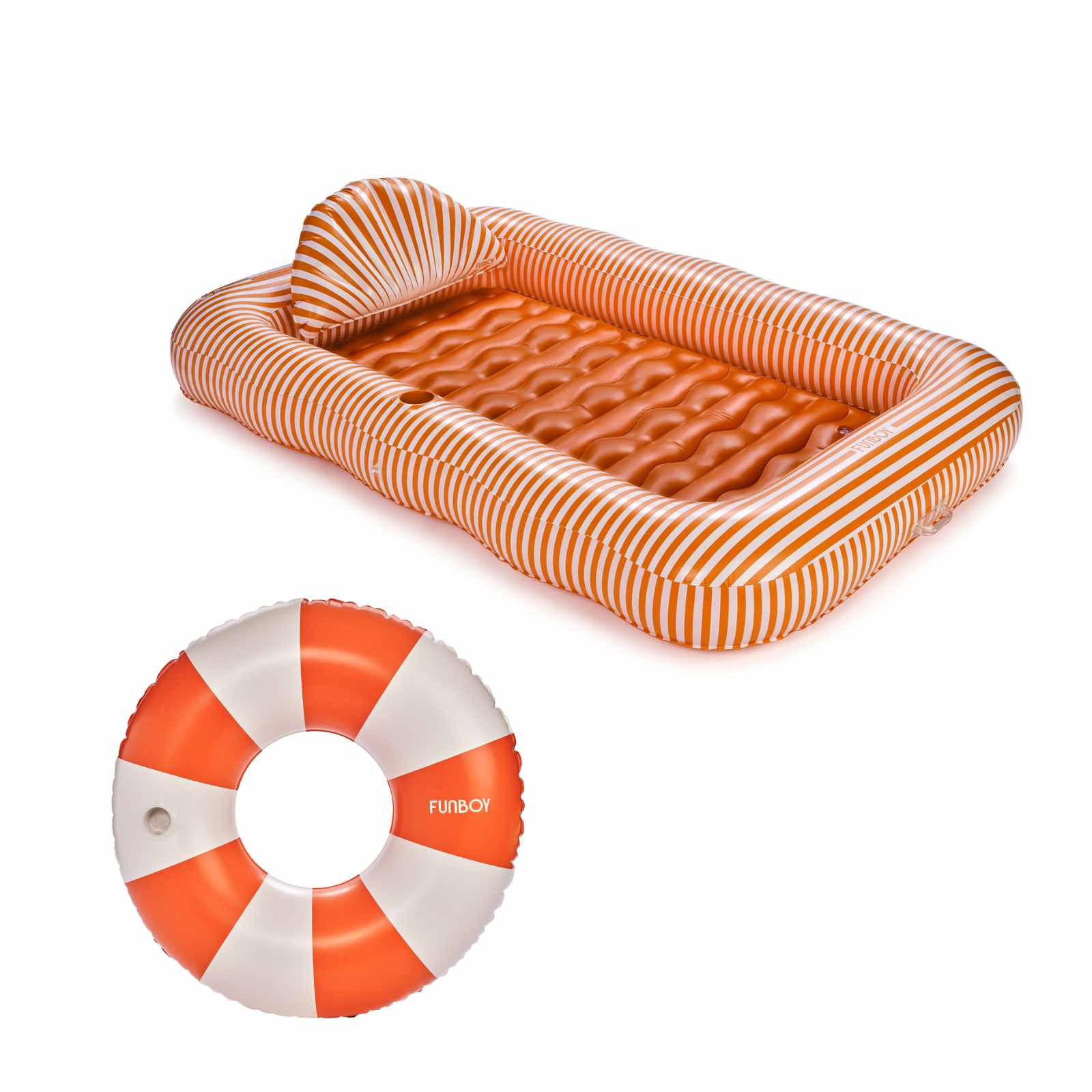 Burnt Orange Tanning Bundle; Tanning Pool Lounger + Tube | Funboy Near Me