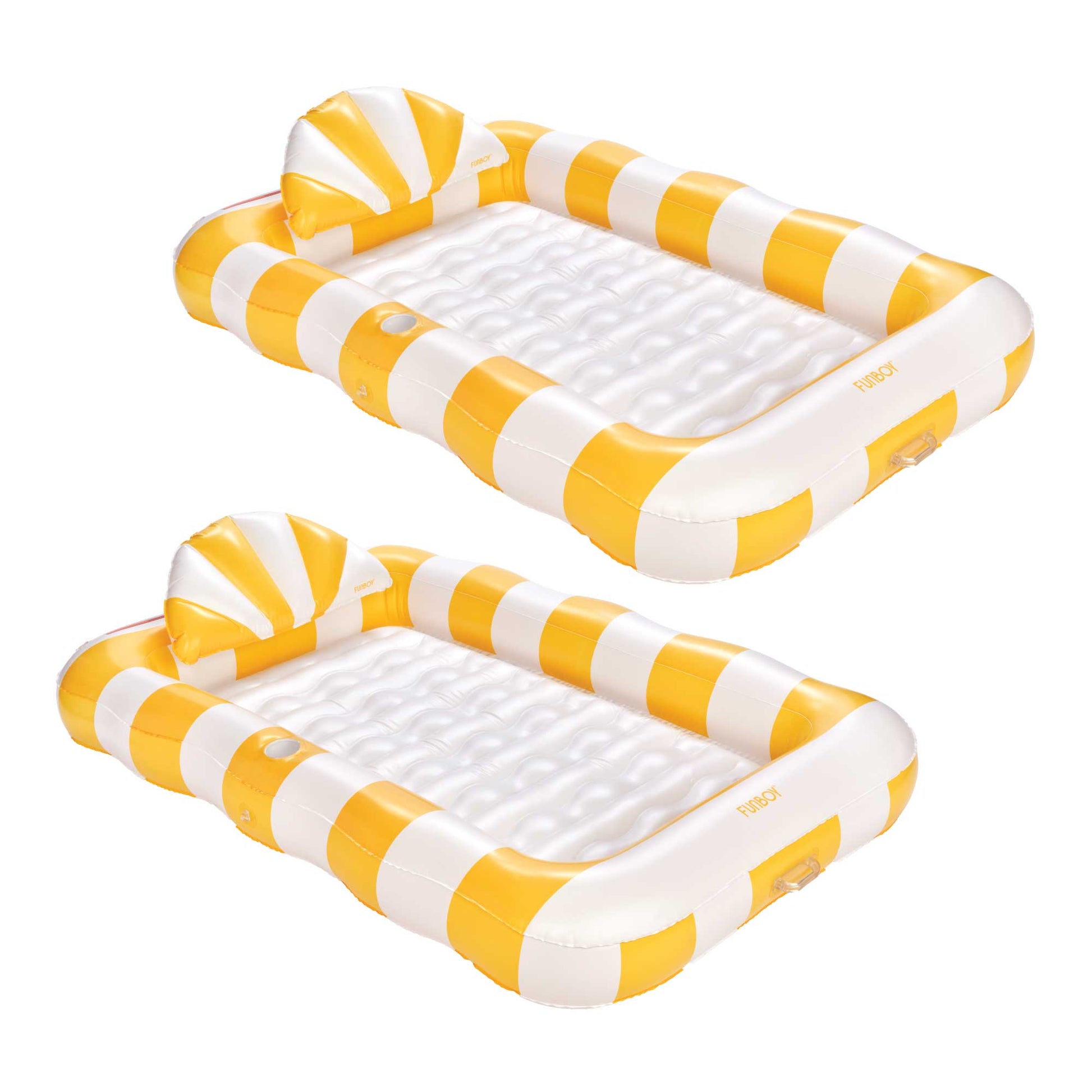 Tanning Pool Lounger, Yellow Cabana Stripes - 2 Pack | Funboy Sale