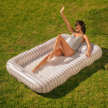Tanning Pool Lounger: White & Navy Stripes | Funboy For Sale