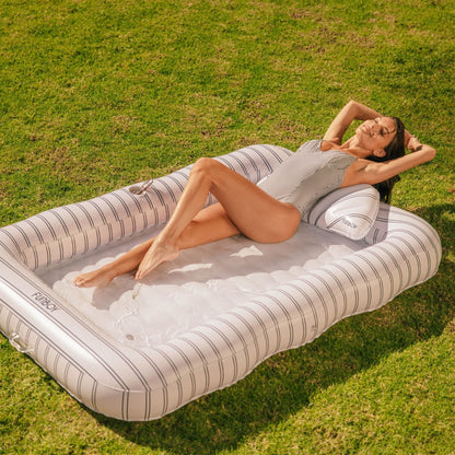 Tanning Pool Lounger: White & Navy Stripes | Funboy For Sale
