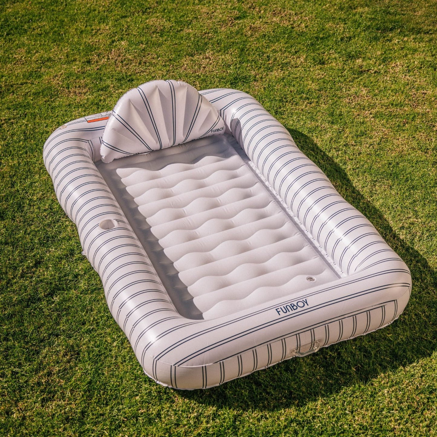 Tanning Pool Lounger: White & Navy Stripes | Funboy For Sale