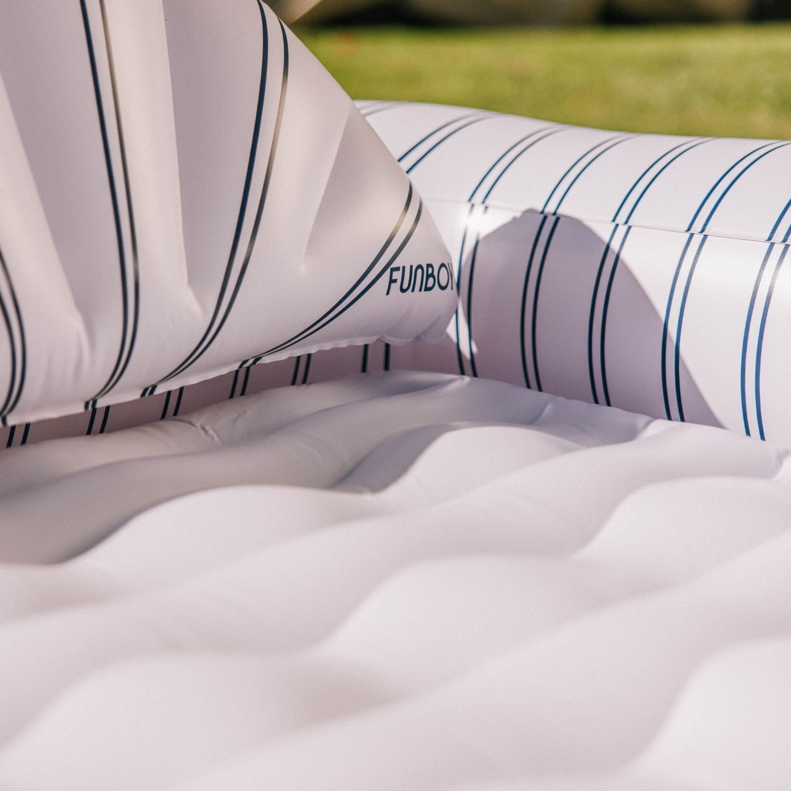 Tanning Pool Lounger: White & Navy Stripes | Funboy For Sale
