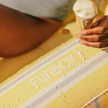 Tanning Pool Lounger: Yellow, White & Blue Stripes | Funboy New