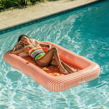 Tanning Pool Lounger: Orange White Stripes | Funboy Near Me