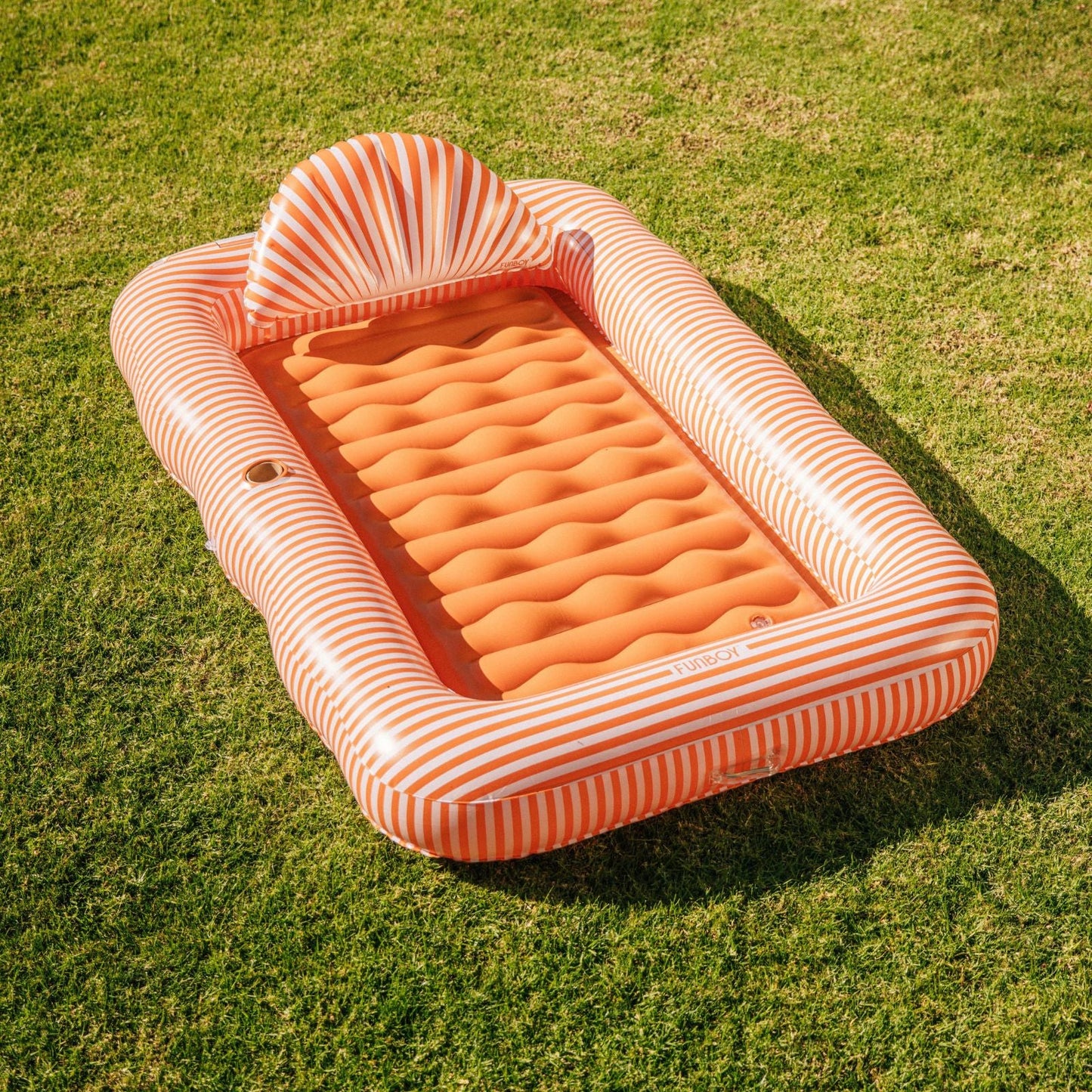 Tanning Pool Lounger: Orange White Stripes | Funboy Near Me