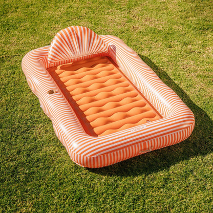 Tanning Pool Lounger: Orange White Stripes | Funboy Near Me