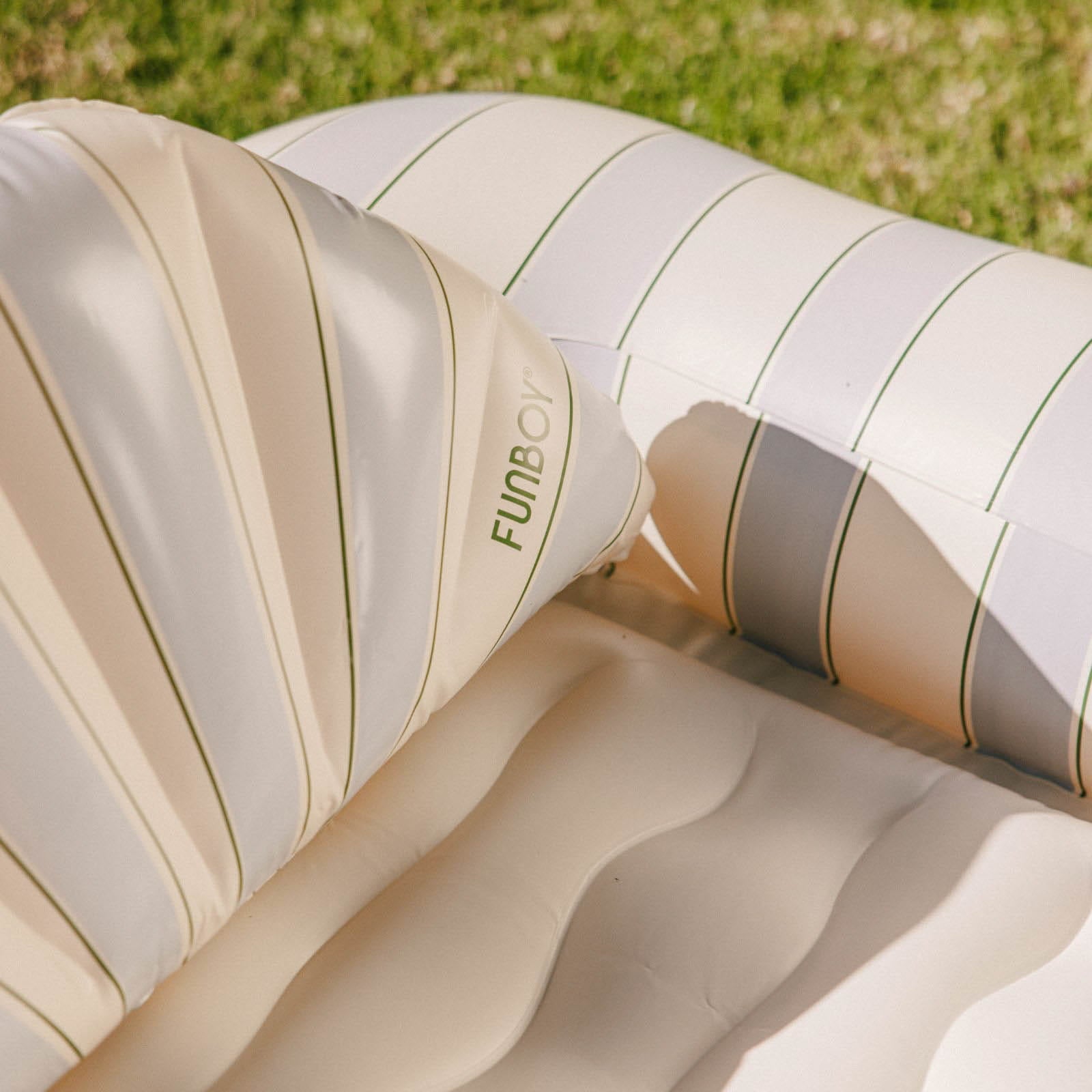 Tanning Pool Lounger: Blue, Green & White Stripes | Funboy Online