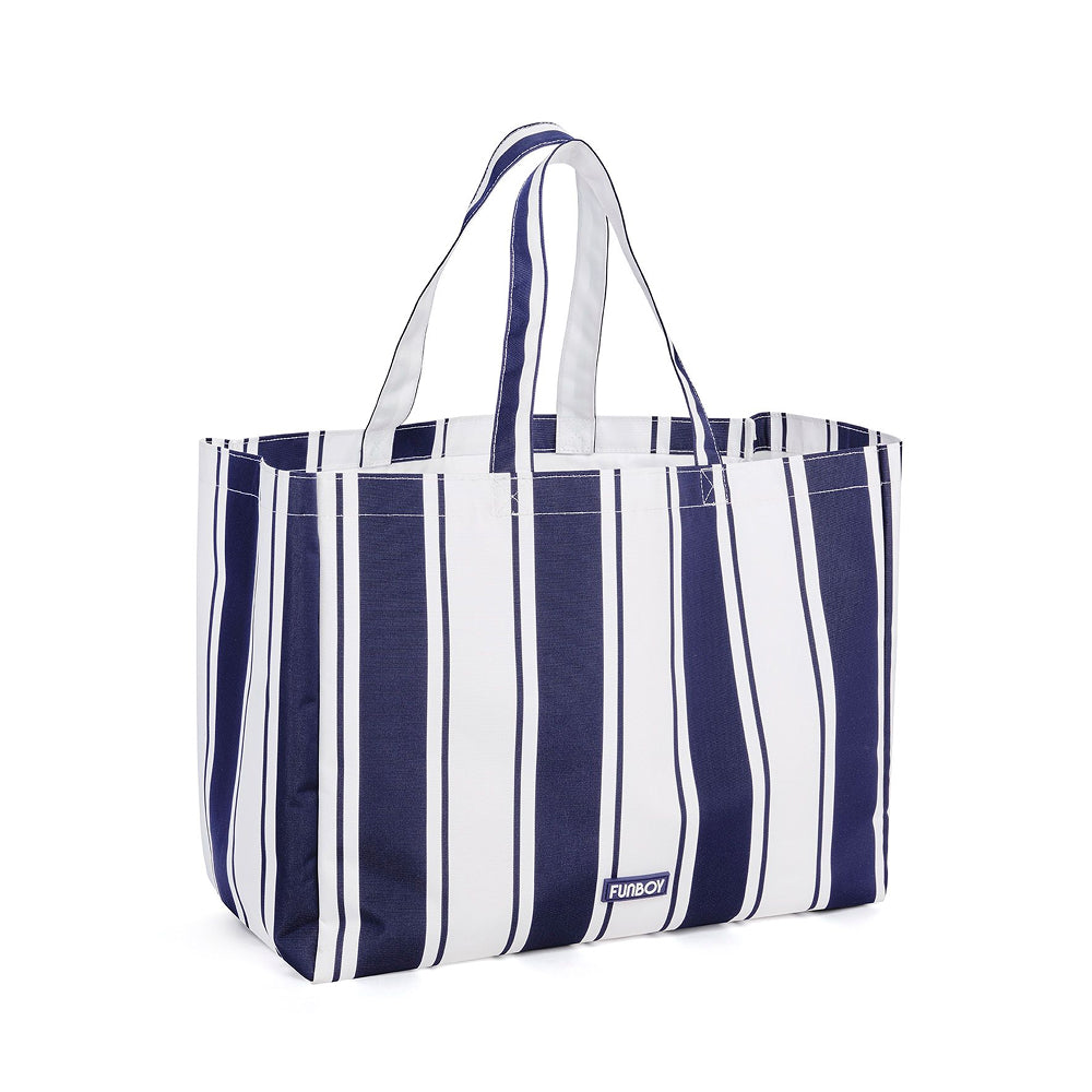Beach Bag Tote, Navy Cabana Stripe | Funboy Sale