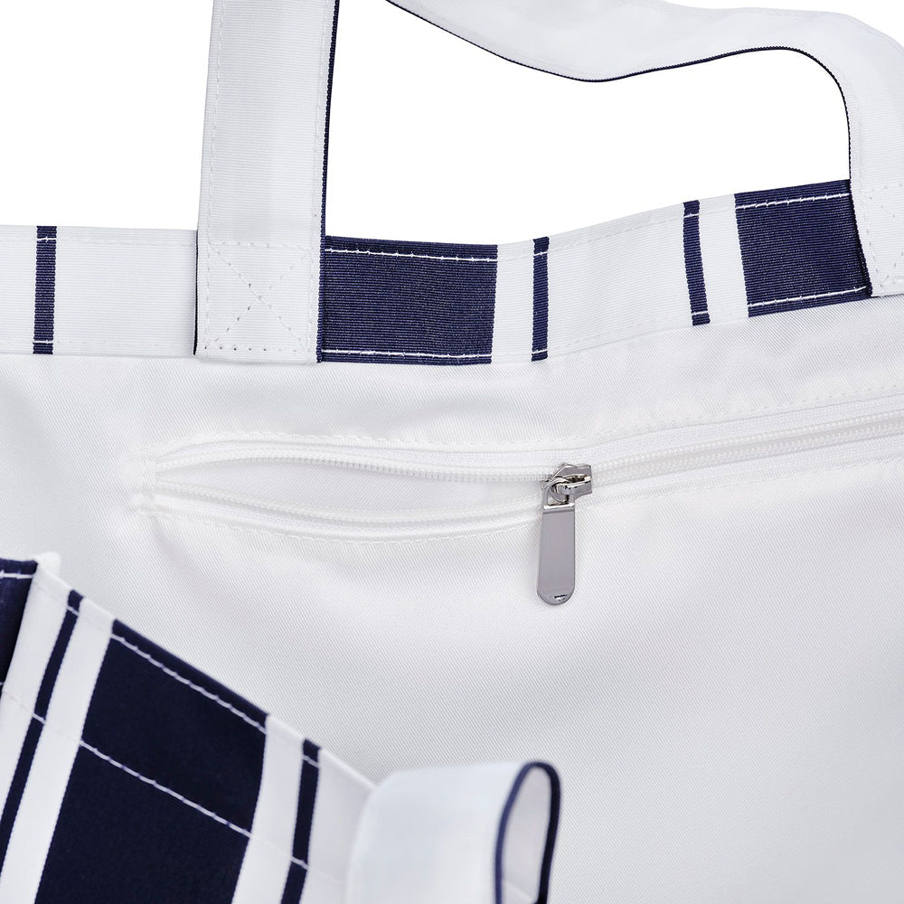 Beach Bag Tote, Navy Cabana Stripe | Funboy Sale