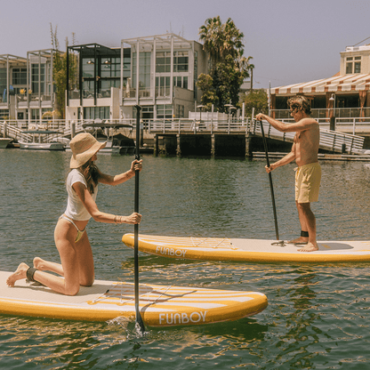 11"6' Inflatable Stand Up Paddle Board - Yellow & White Cabana Stripe | Funboy On Sale