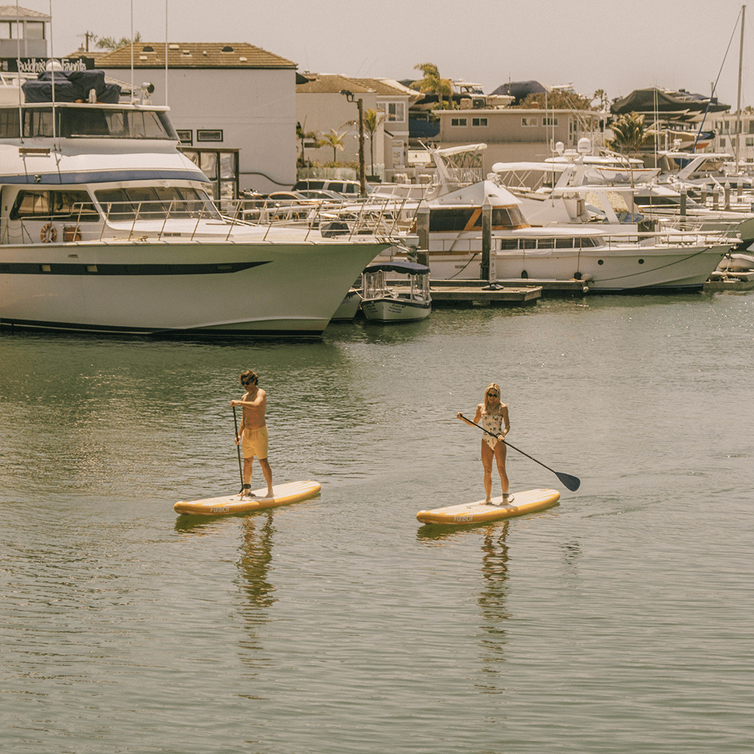 11"6' Inflatable Stand Up Paddle Board - Yellow & White Cabana Stripe | Funboy On Sale