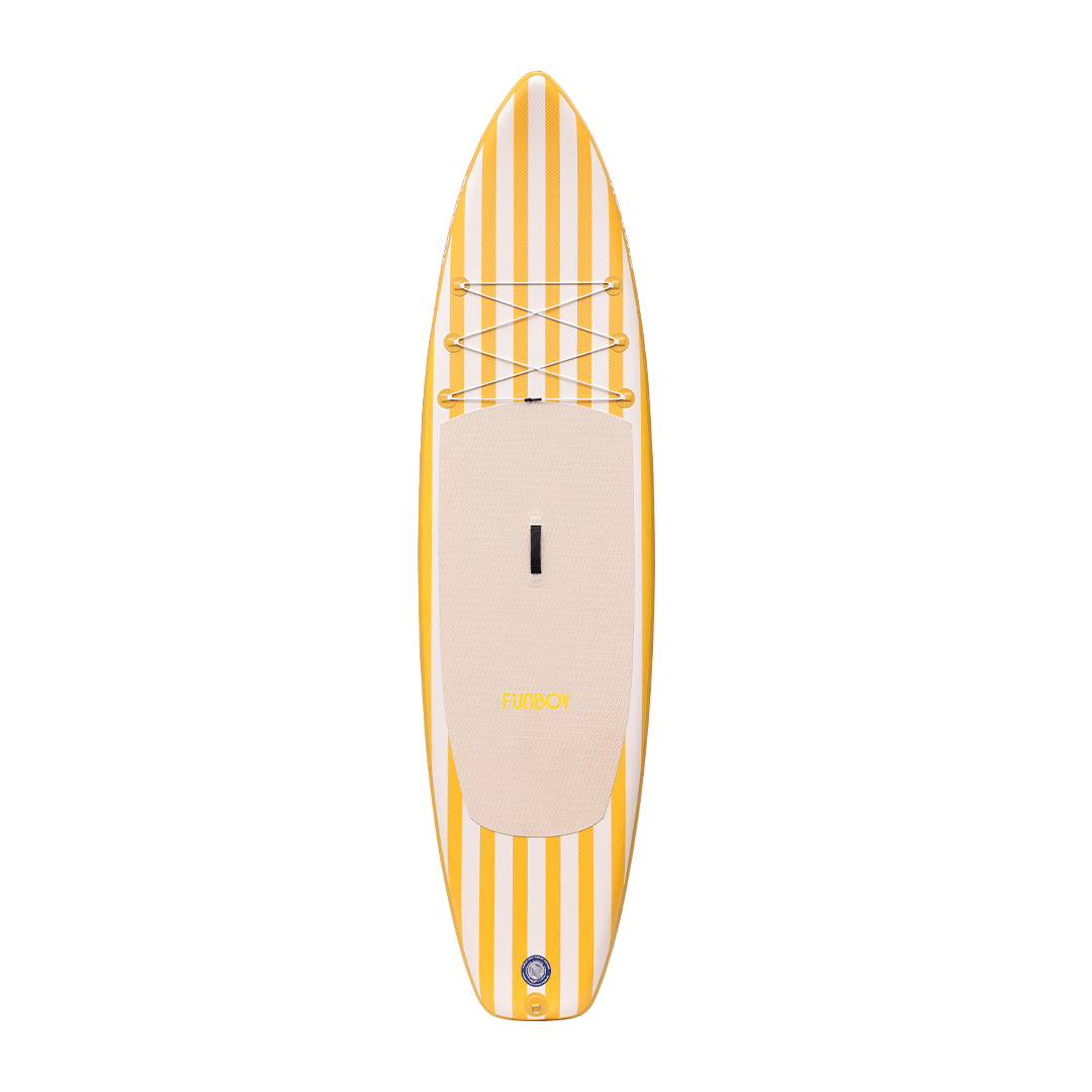 11"6' Inflatable Stand Up Paddle Board - Yellow & White Cabana Stripe | Funboy On Sale