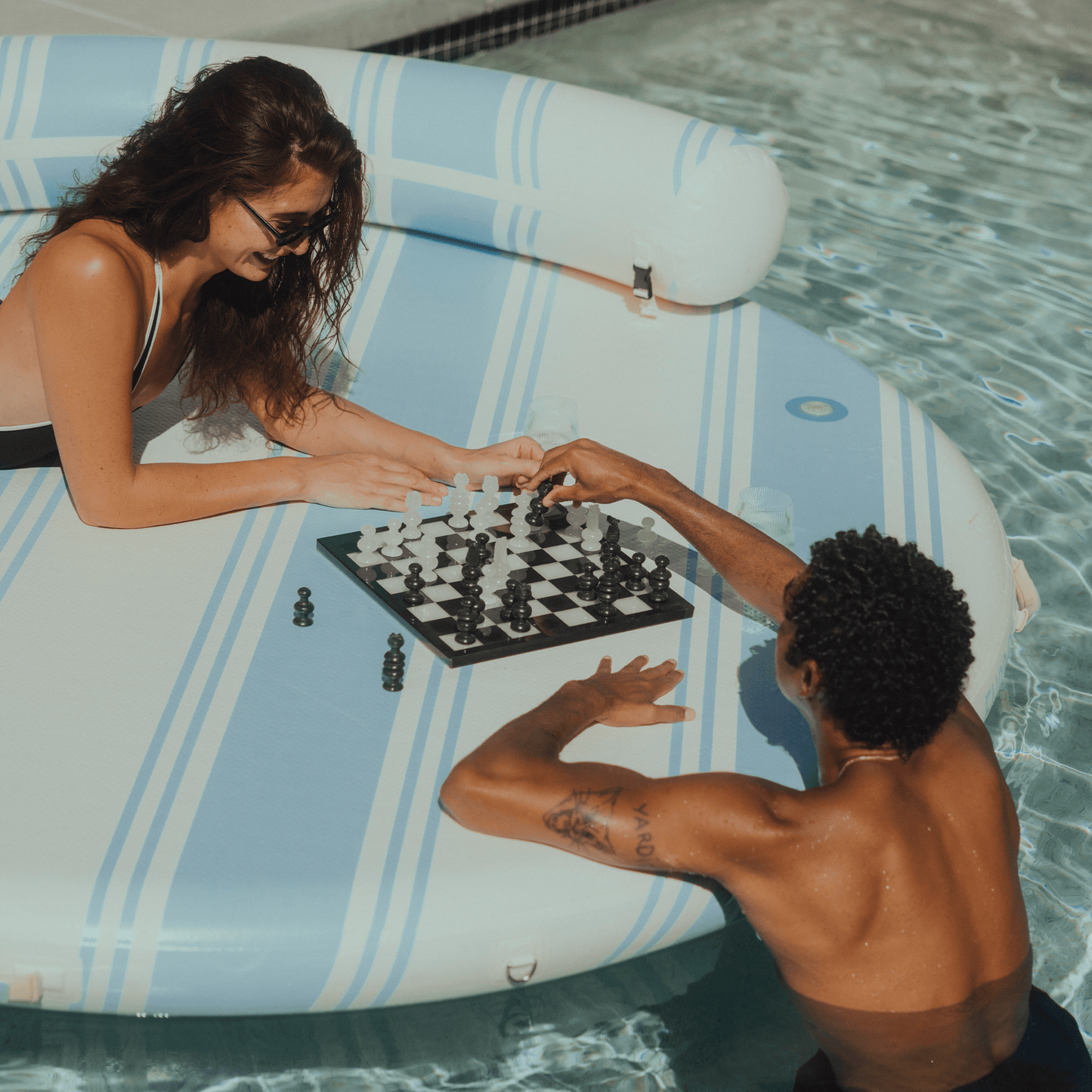 Inflatable Dock & Floating Island - Light Blue | Funboy New