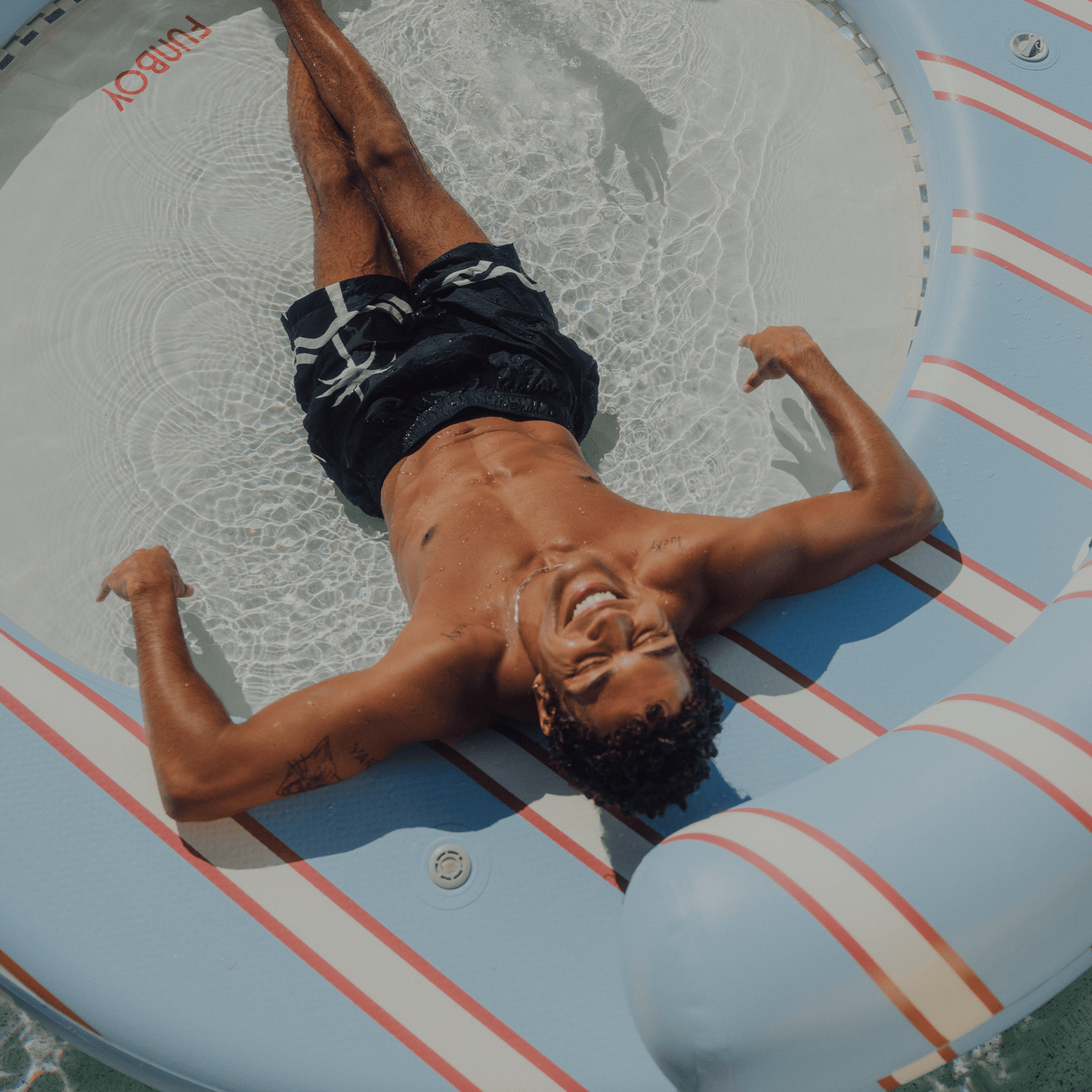 Blue & Red Floating Dock. Leisure Island | Funboy Near Me
