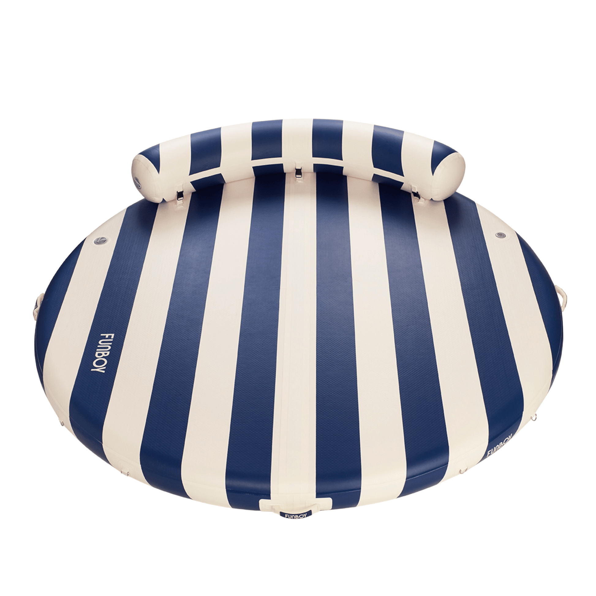 Inflatable Floating Dock: White, Navy Blue Stripes | Funboy Online