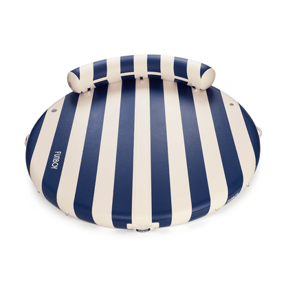 Inflatable Floating Dock: White, Navy Blue Stripes | Funboy Online
