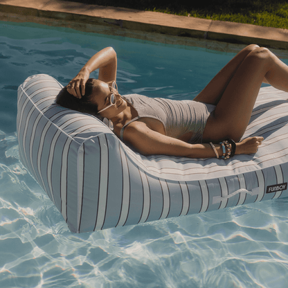 Fabric Covered Pool Float - Blue, White & red Cabana Sunbed Lounger | Funboy For Sale