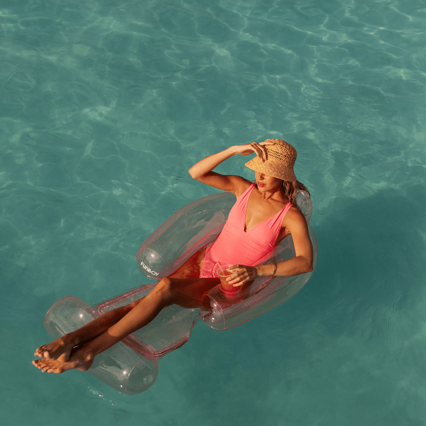 Clear Pink Mesh Chair Pool Float & Water Hammock | Funboy Sale